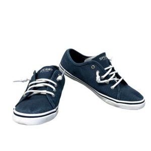 Sperry Top Siders Pier Sneakers Blue Canvas Slip On Shoes Youth 3.5M Memory Foam